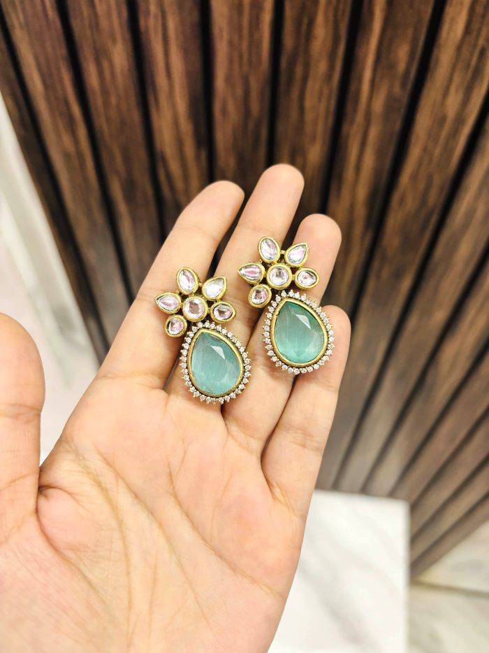 Twinkle ad kundan Earrings Mint - Image 1