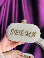 Pearl Name clutch white