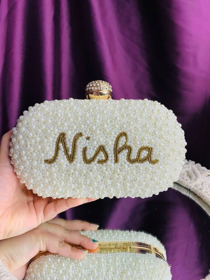 Pearl Name clutch white - Image 3