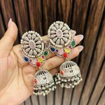 Multi Oval brass jhumka