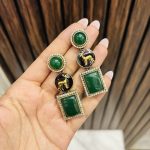 Deer ad Monalisa Earrings Green