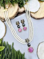 Sabya white pearl necklace Pink