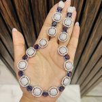 Square ad necklace purple