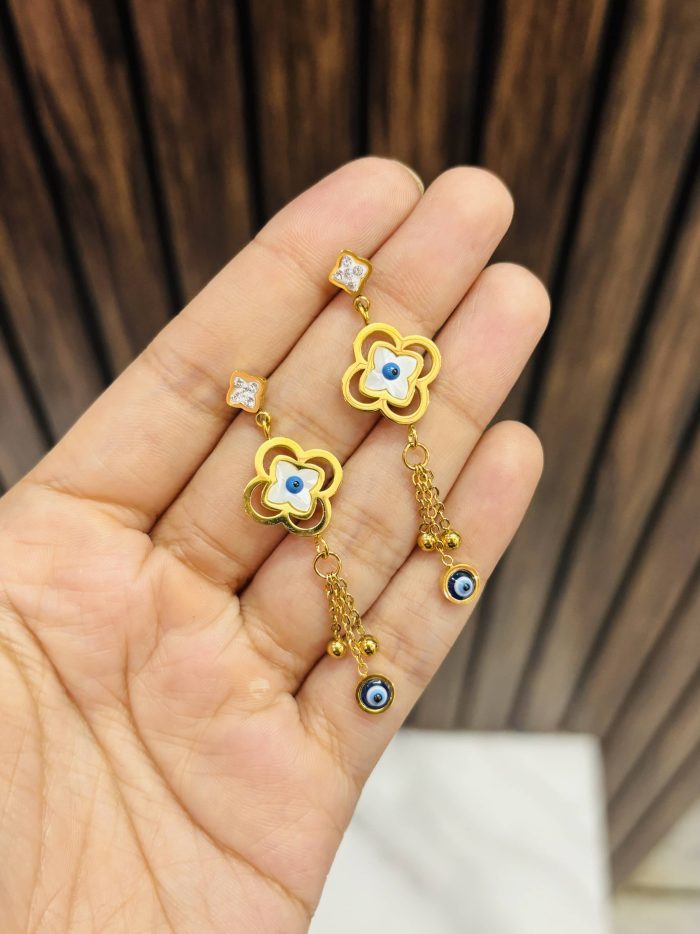 Evil eye drop Anti tarnish earrings - Image 1
