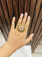 Polki kundan flower Ring