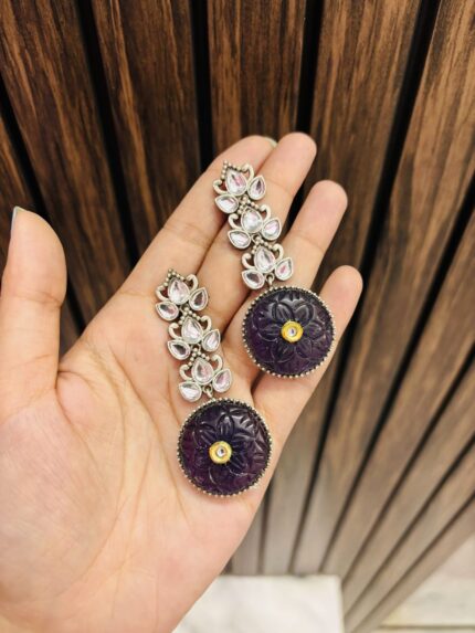 Meher brass Earrings Purple