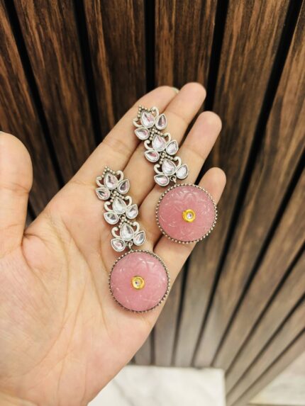 Meher brass Earrings Pink