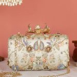 Floral embroidery clutch