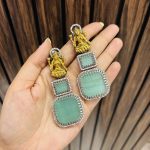 Lakshmi brass Ad big stone earring Mint