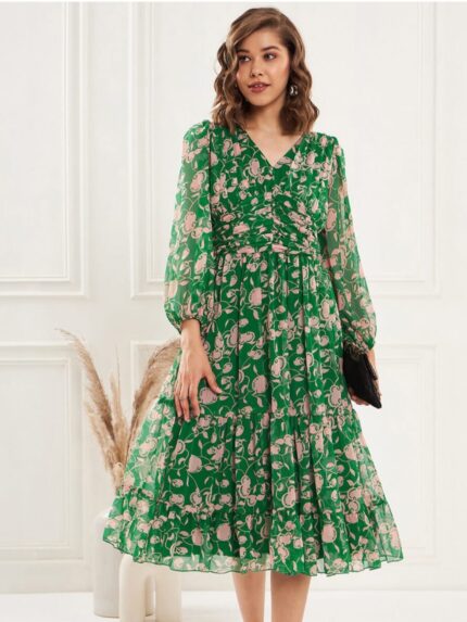 Green floral dress