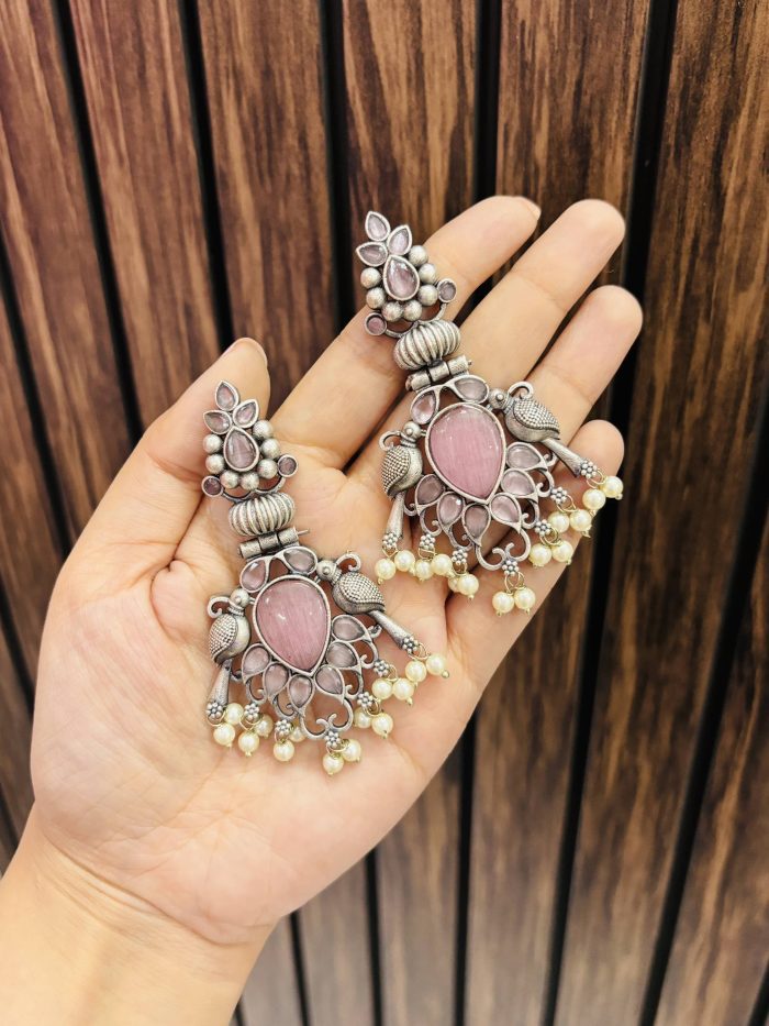 Sajani Brass earrings Pink - Image 1