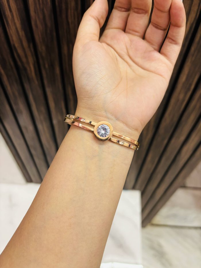 Big stone Rosegold plating bracelet Anti tarnish - Image 1