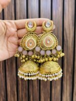 Manisha brass earrings Gold pink