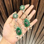 Panchi brass earrings Green