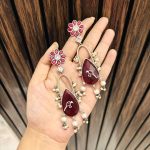 Panchi brass earrings Ruby
