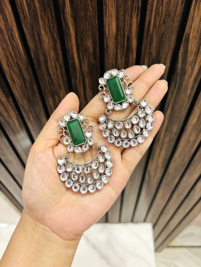 Duglal Brass earrings Green - Image 1