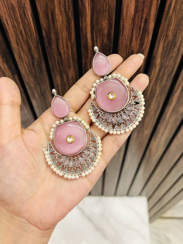 Dipti brass Earrings Pink - Image 1
