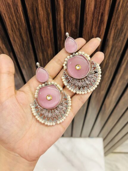 Dipti brass Earrings Pink
