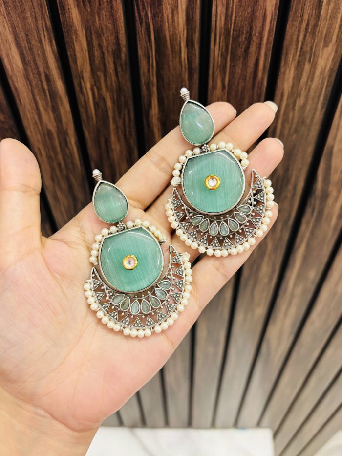 Dipti brass Earrings Mint - Image 1