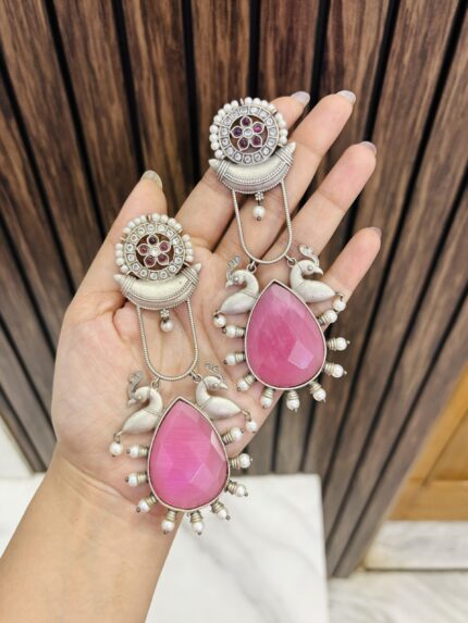 Sanskriti brass earrings pink