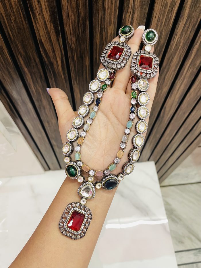 Nuri ad polki necklace 2 layer Multi - Image 1