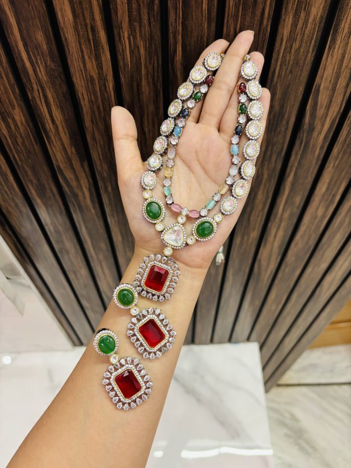 Nuri ad polki necklace 2 layer Multi - Image 2