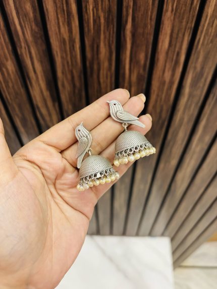 Bird brass jhumka
