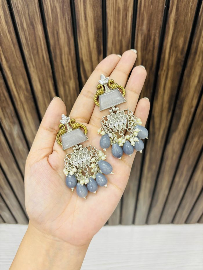 Two peacock brass earrings Grey - Image 1