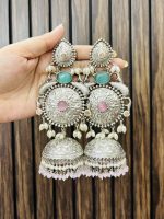 Nini brass earrings Mint-pink