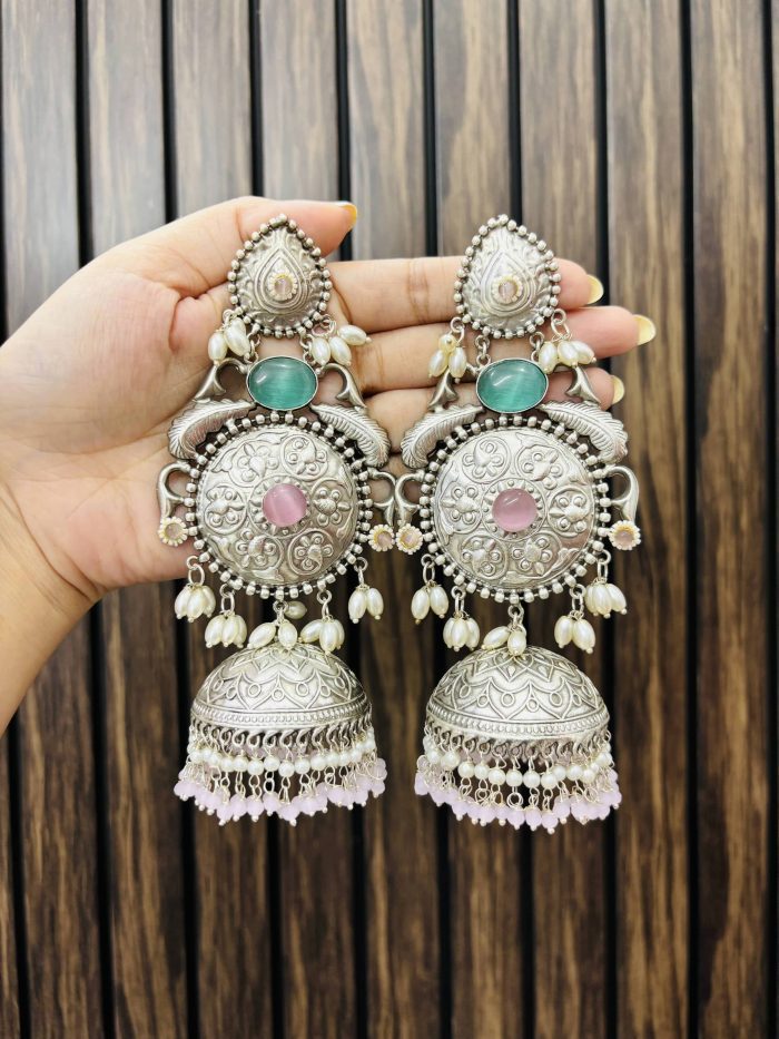 Nini brass earrings Mint-pink - Image 2