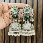 Roshni brass earrings Green