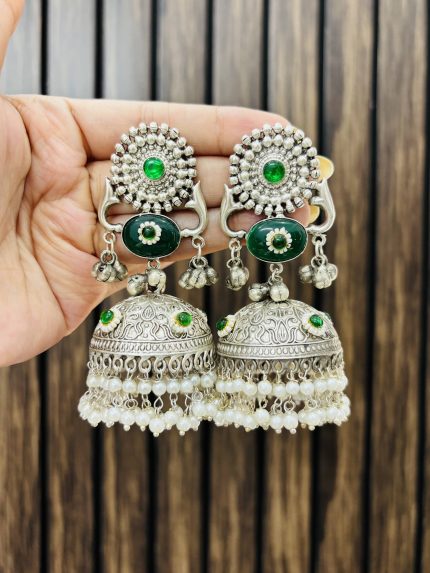 Roshni brass earrings Green