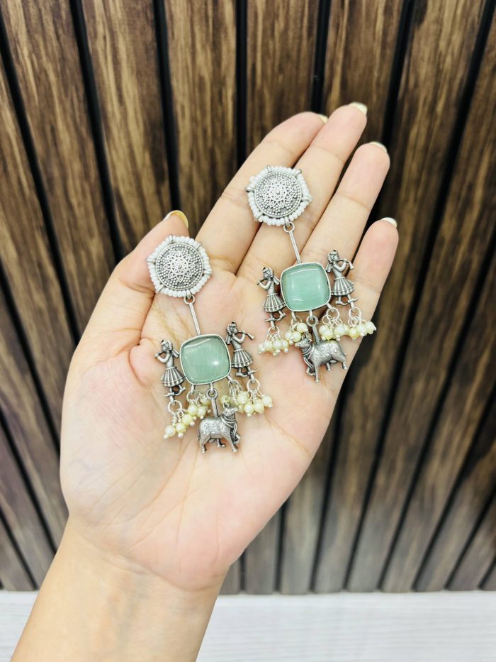 Shenai brass Earrings Mint - Image 1