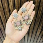 Shenai brass Earrings Pink