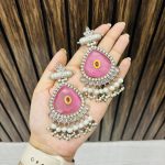 Rachna brass earrings pink