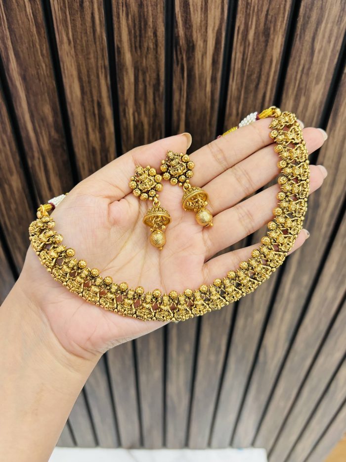 Gold plated lakshmi necklace - Image 1
