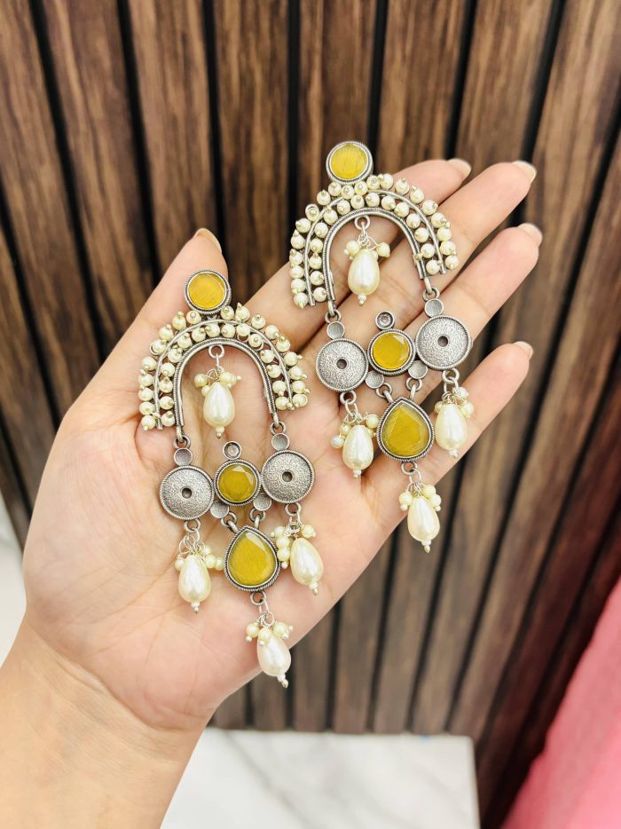 Aparna brass earrings Yellow - Image 1