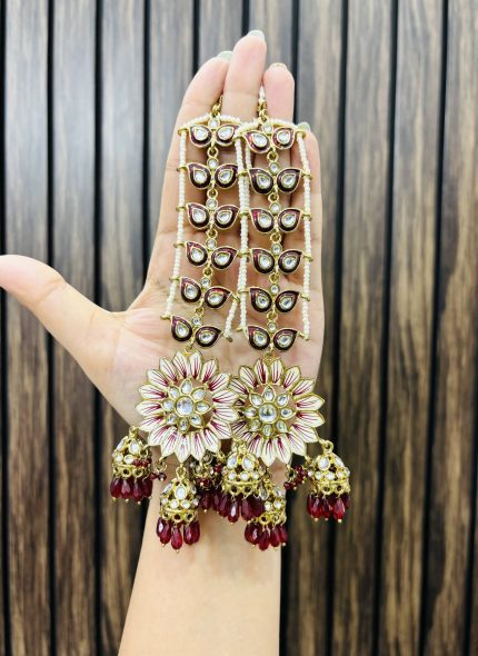 Flower with Sahara chain earrings Ruby