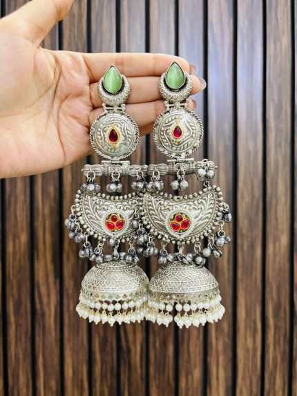 Half moon brass jhumka