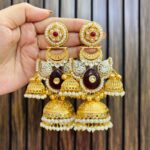 Meera brass earrings Ruby