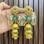 Three jhumki brass earring mint