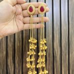 Leaf kashmiri brass earrings ruby