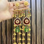 Rhea brass earrings ruby green