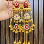 Kashmiri brass earring ruby