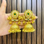 Tasha brass jhumka Green