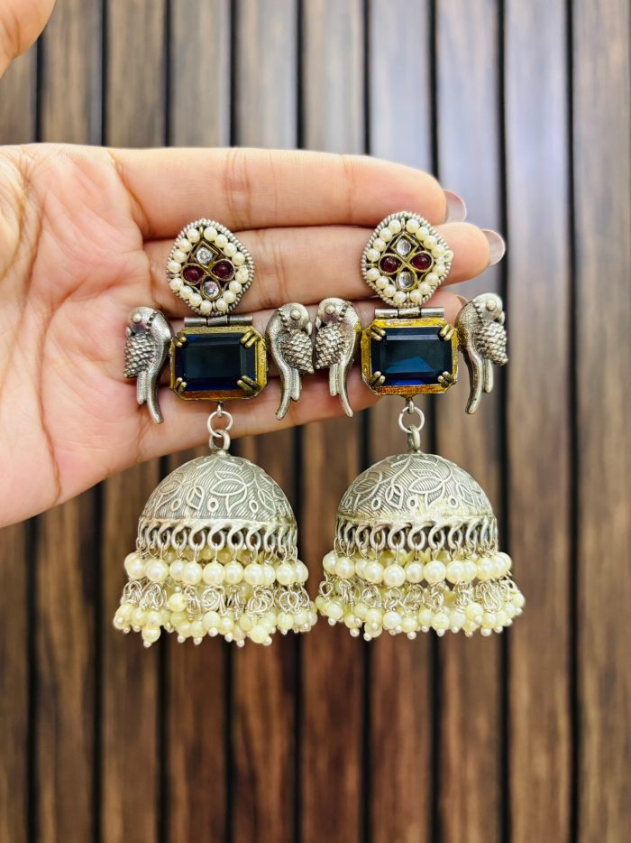 Peacock jhumka blue - Image 1
