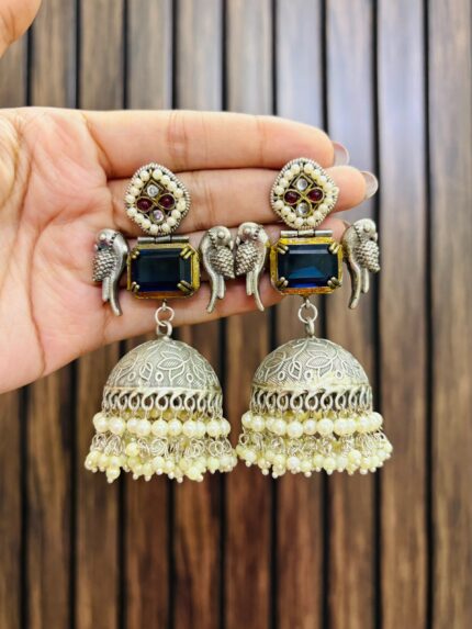 Peacock jhumka blue