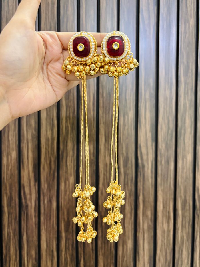 Jyoti brass earrings ruby - Image 1