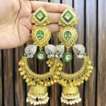Manmeen brass earring green