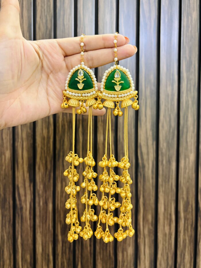karishma kashmiri brass earrings green - Image 1